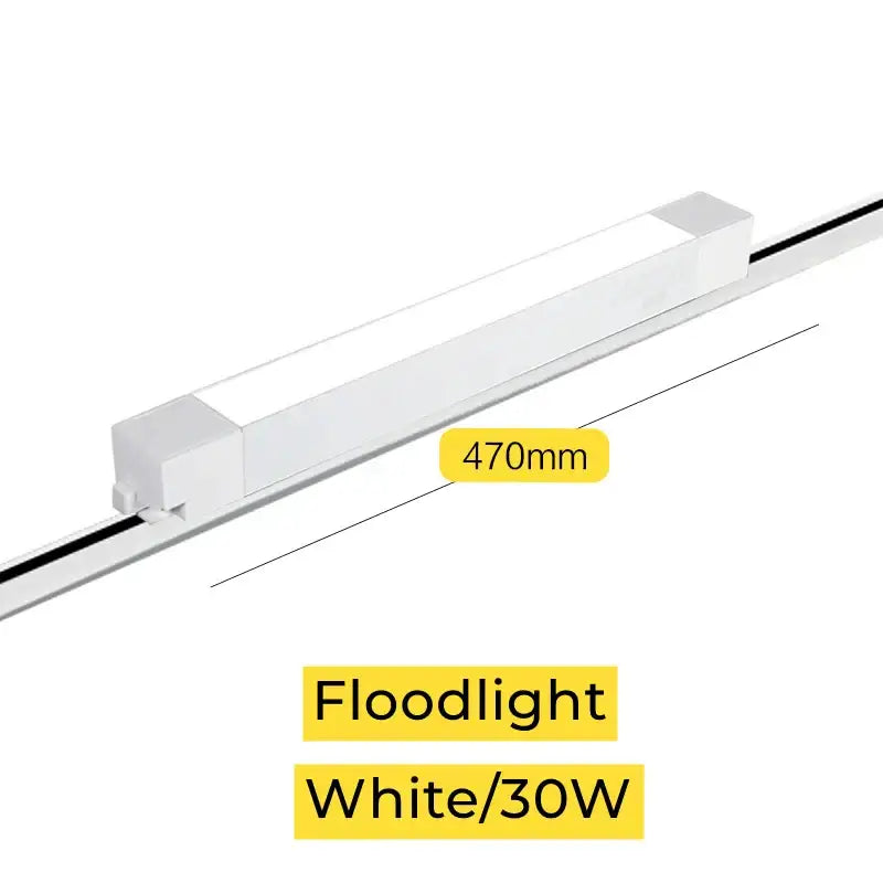 White 30w decorbites led track floodlight with sleek rectangular design for modern living room and store lighting