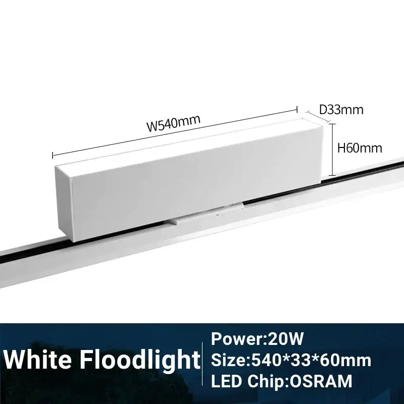 White rectangular led track light decorbites led track with sleek modern design 540mm by 33mm by 60mm dimensions