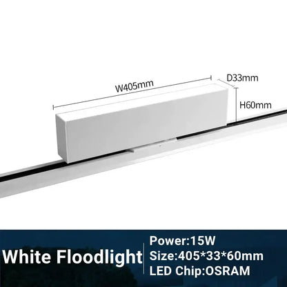 White rectangular decorbites led track light 15w osram chip 405x33x60mm adjustable grille spot lamp