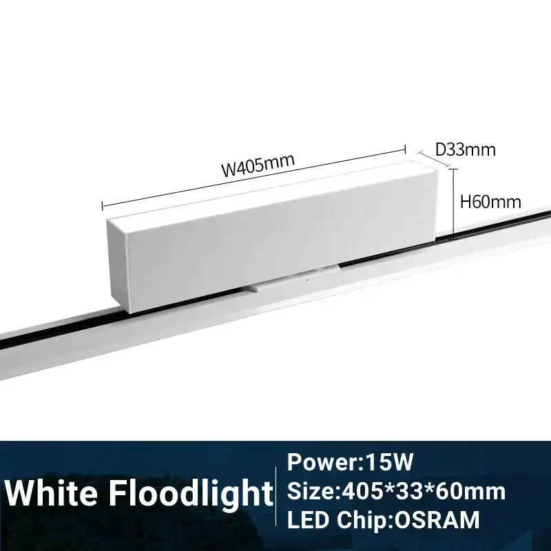 White rectangular decorbites led track light 15w osram chip 405x33x60mm adjustable grille spot lamp
