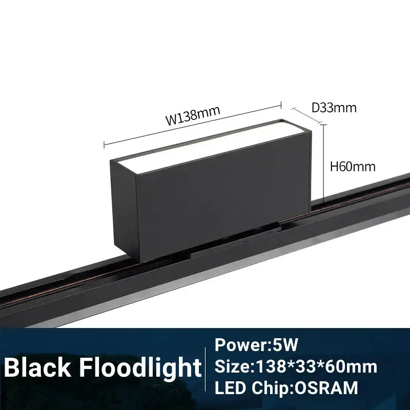 Black rectangular decorbites led track light with sleek design 138mm wide by 60mm high adjustable grille spot lamp