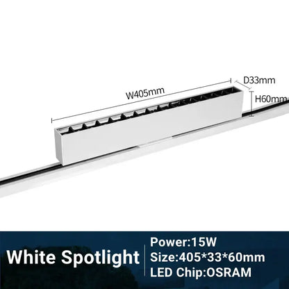 White DecorBites LED track light with sleek metallic finish and Osram LED chip for bright, adjustable illumination