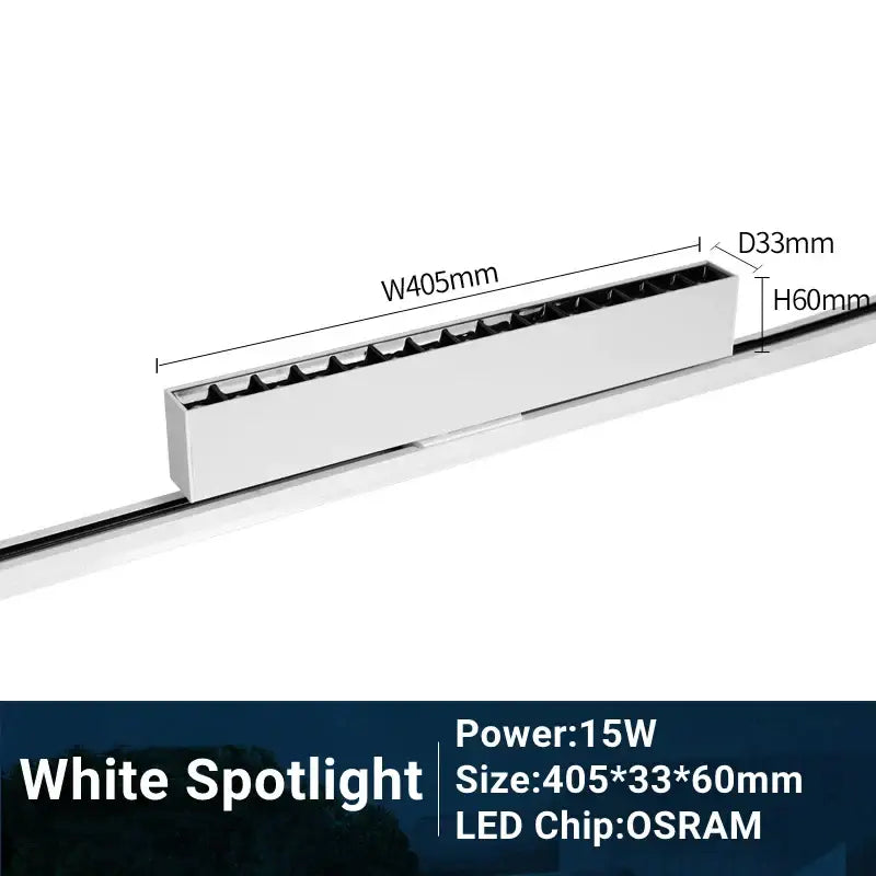 White DecorBites LED track light with sleek metallic finish and Osram LED chip for bright, adjustable illumination