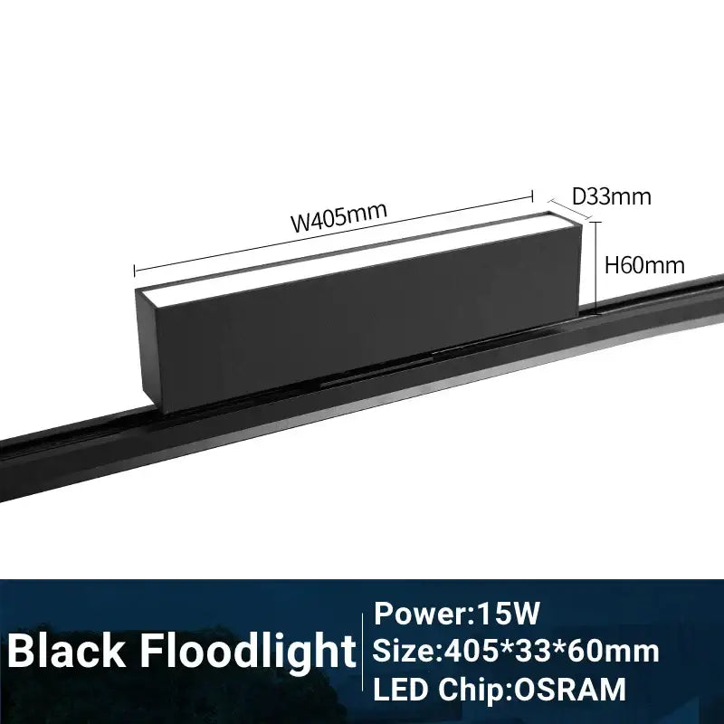 Black decorbites led track light with 15w power osram led chip and sleek rectangular design for linear fill lighting