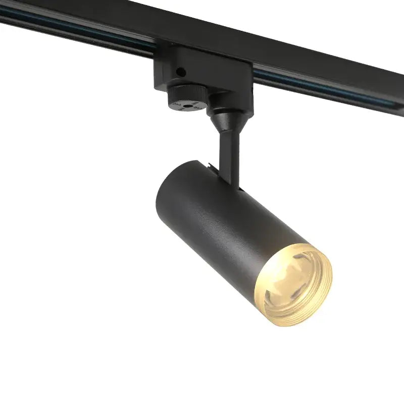 Black cylindrical decorbites led track light with warm glowing bulb for art exhibition and picture show lighting