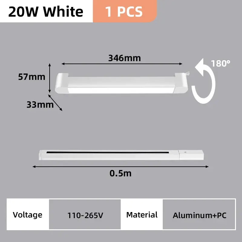 DecorBites™ 20w white led track light set with minimalist aluminum and pc housing for modern home decor lighting