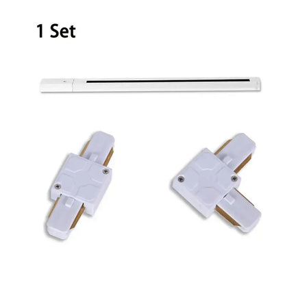 DecorBites LED track light set with white led fixture and matching connectors featuring hexagonal pattern and gold components