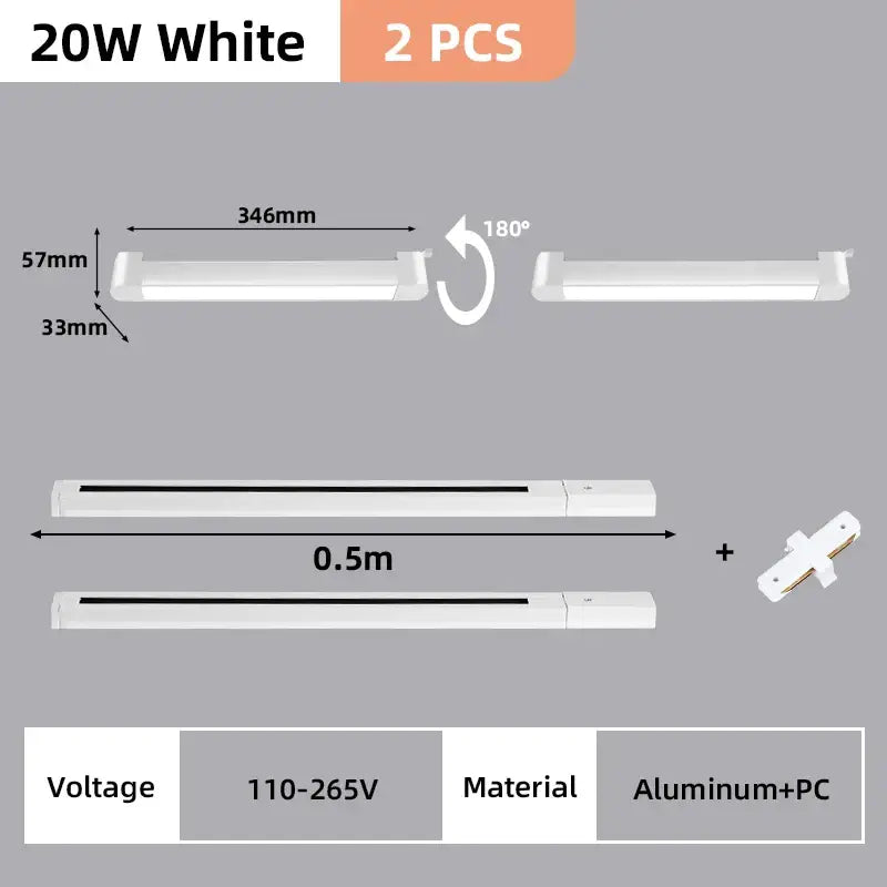 White 20w led strip lights with aluminum and pc construction in a decorbites track light set for flexible installation