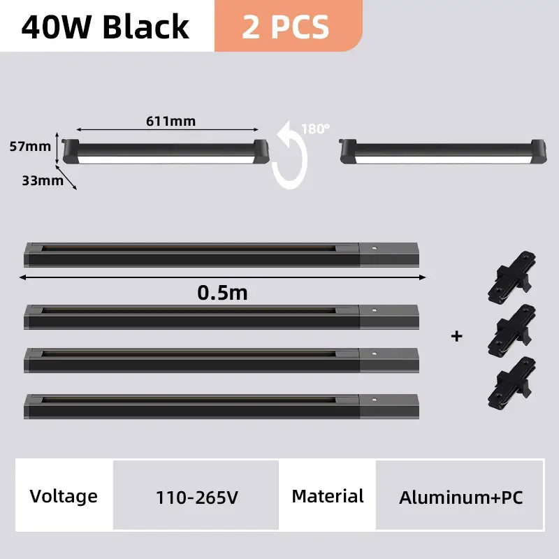Decorbites™ black 40w led track light set made of aluminum and pc material for home decor lighting solutions