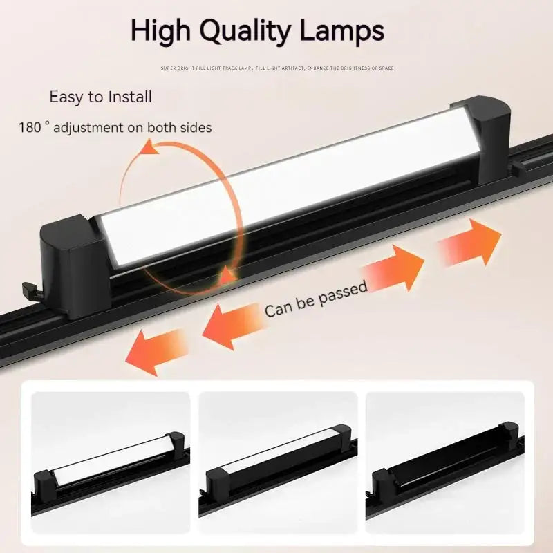 Decorbites™ black led track light set with sleek rectangular design and adjustable 180-degree sides for versatile use