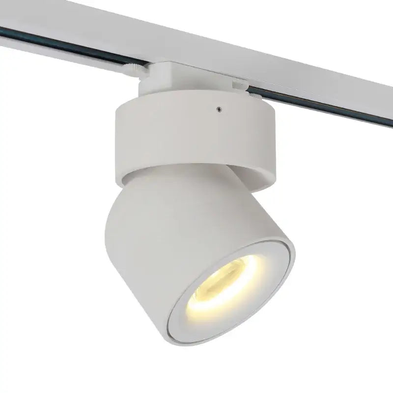 White matte-finish decorbites led track light with cylindrical head emitting warm focused illumination for daily living
