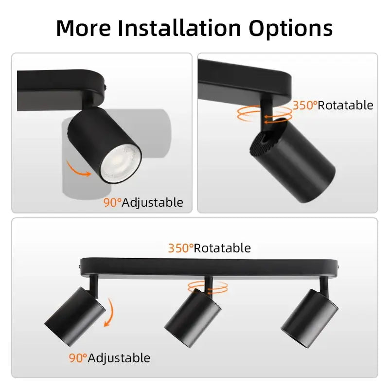 Decorbites™ led track spot light in black matte finish with 90° and 350° rotation for bedroom corridor use