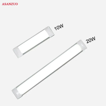 Two modern asanzuo decorbites led batten tubes with frosted glass diffusers and slim aluminum frames in 10w and 20w