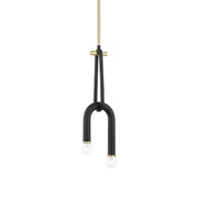 Black and brass DecorBites LED tube chandelier lighting with two exposed bulb ends for modern home decor