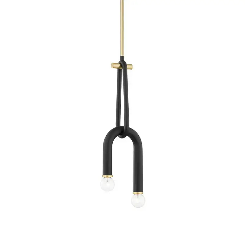 Black and brass DecorBites LED tube chandelier lighting with two exposed bulb ends for modern home decor