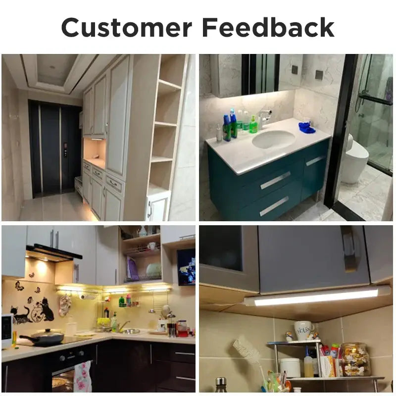 Modern teal bathroom vanity with white countertop and integrated sink next to decorbites led tube fixture lamp light 220v