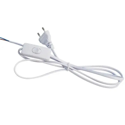 White electrical cord with integrated switch and european-style plug for decorbites led tube lamp strip lighting