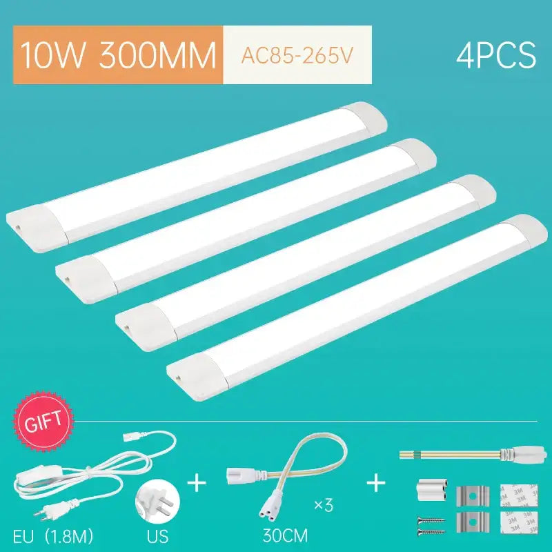 Four white 300mm 10w led tube lights by decorbites for home kitchen bedroom cabinet indoor lighting fixture