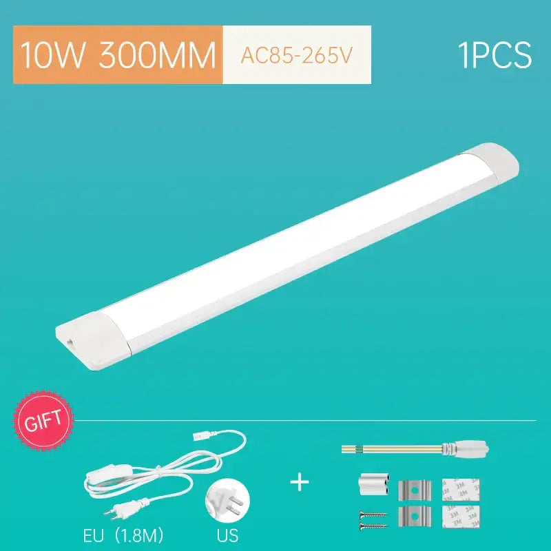 White 10w led tube light with a sleek rectangular design and rounded ends for home kitchen cabinet lighting