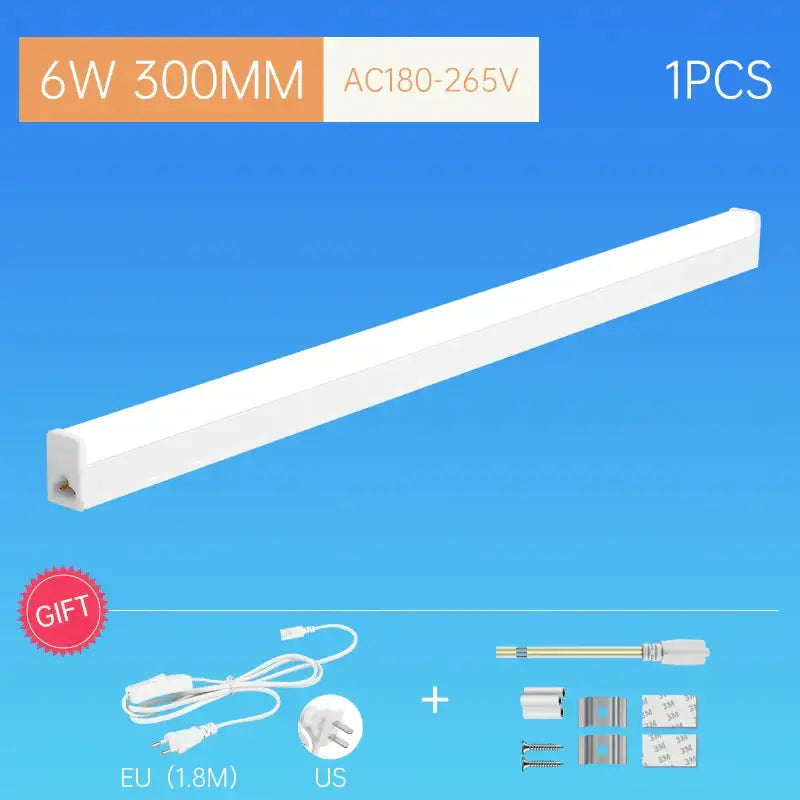 DecorBites white led tube light 300mm with eu and us plugs for indoor kitchen bedroom cabinet lighting fixture