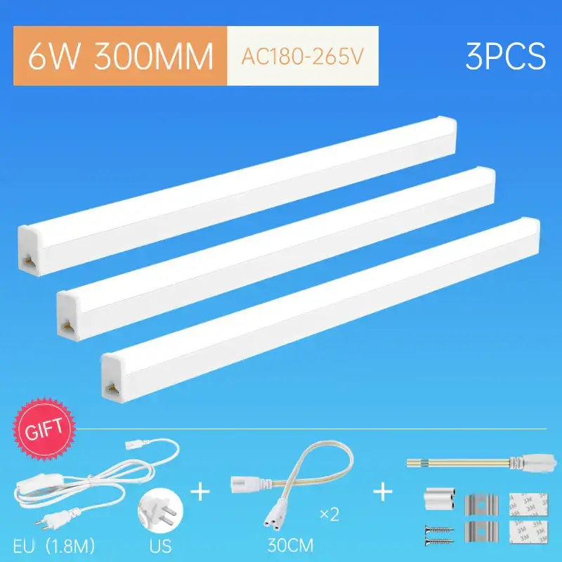 Three white 6w 300mm decorbites led tube light fixtures with ac180-265v for home kitchen bedroom indoor lighting