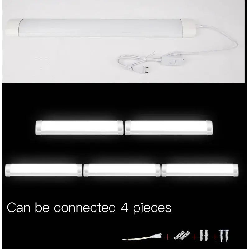 Decorbites™ white led tube light with sleek rectangular design and integrated power cord for indoor lighting use