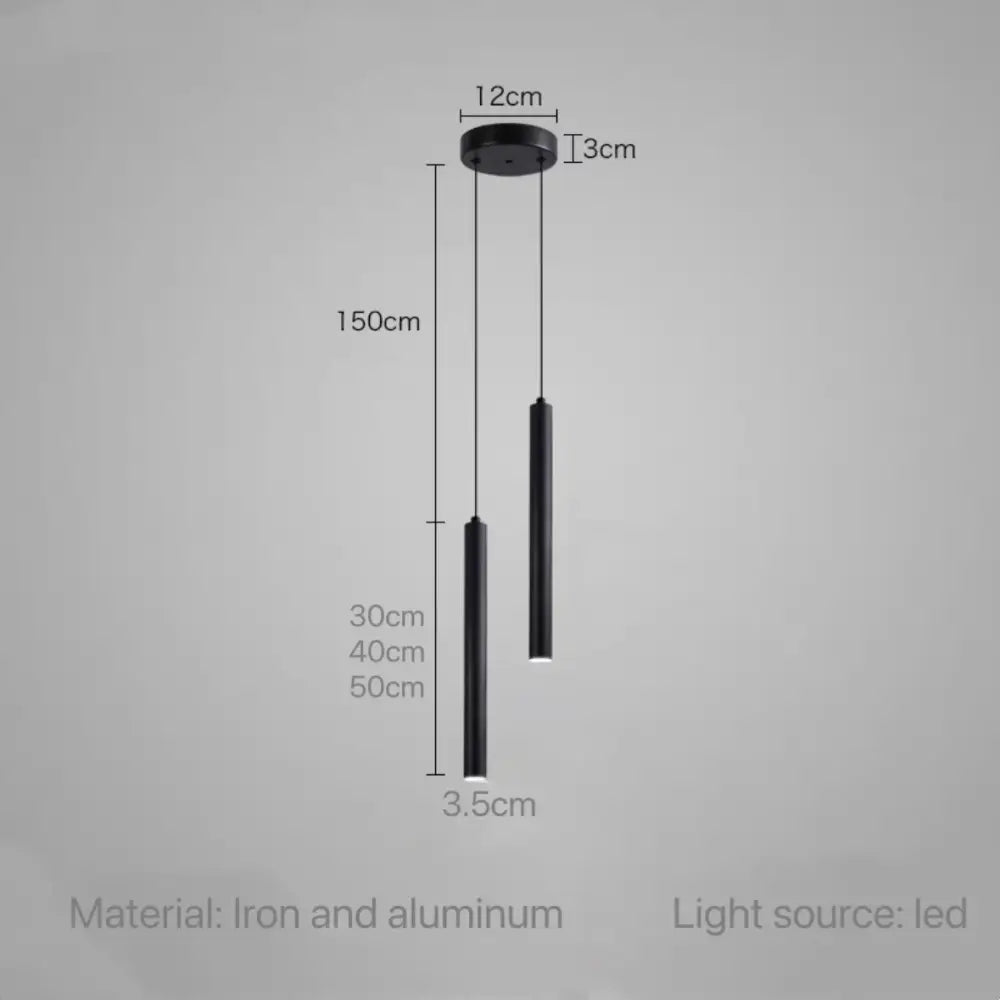Modern black cylindrical pendant light with sleek iron and aluminum construction decorbites led tube pendant for dining room