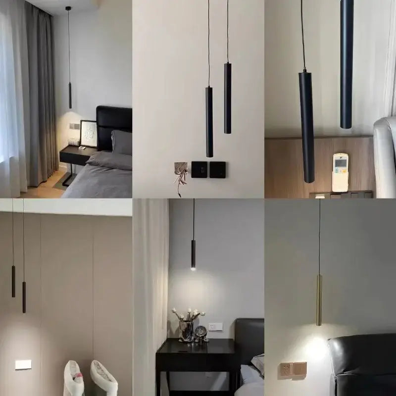 Black cylindrical pendant light with sleek minimalist design decorbites led tube for dining room bedroom kitchen bar hall