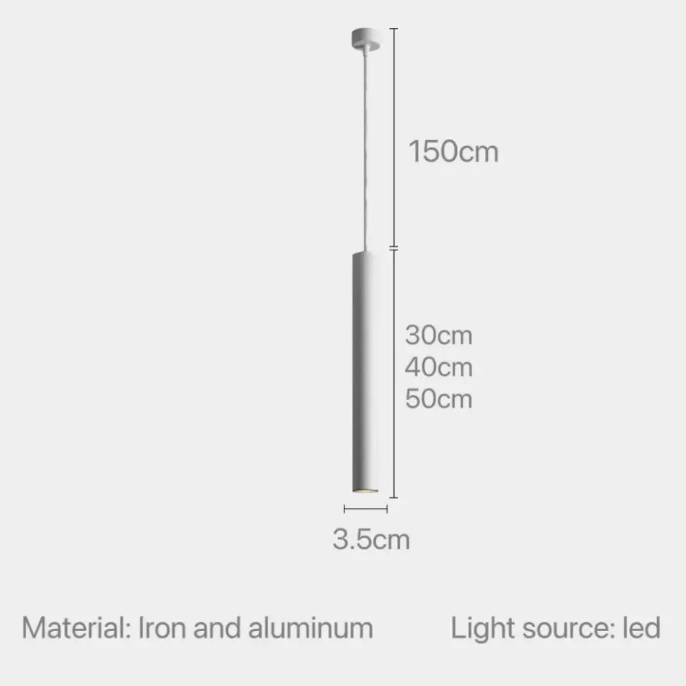 Minimalist cylindrical pendant light with matte gray iron and aluminum finish by DecorBites led tube pendant