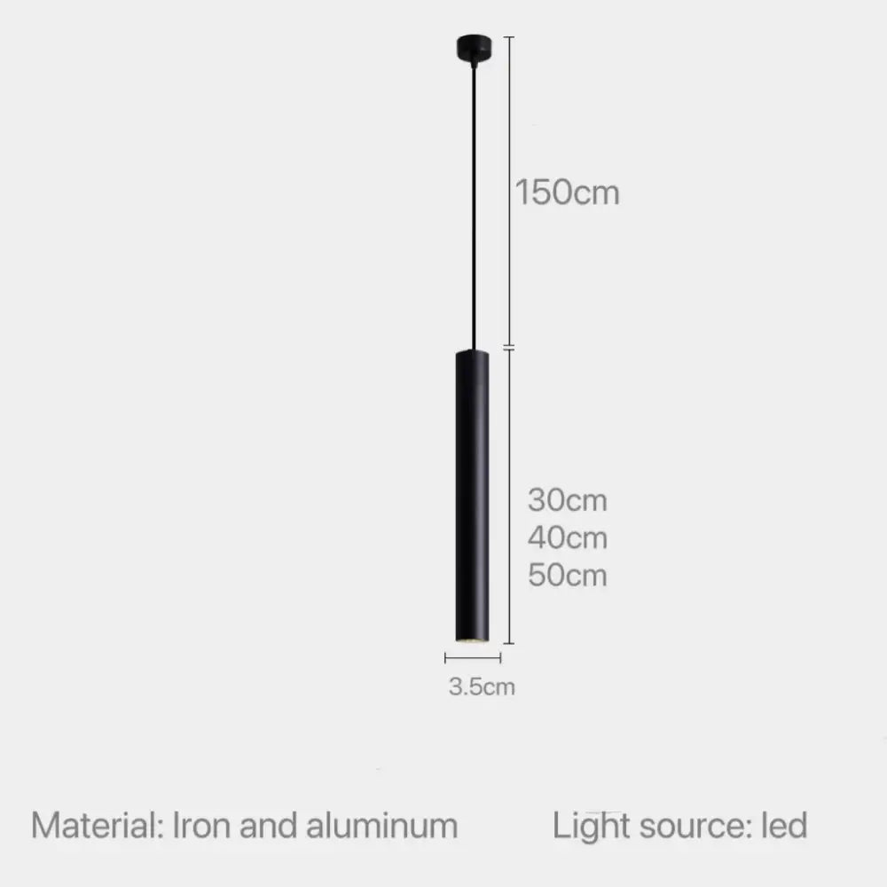 Black cylindrical decorbites led tube pendant light made of iron and aluminum with led source for dining room and bar