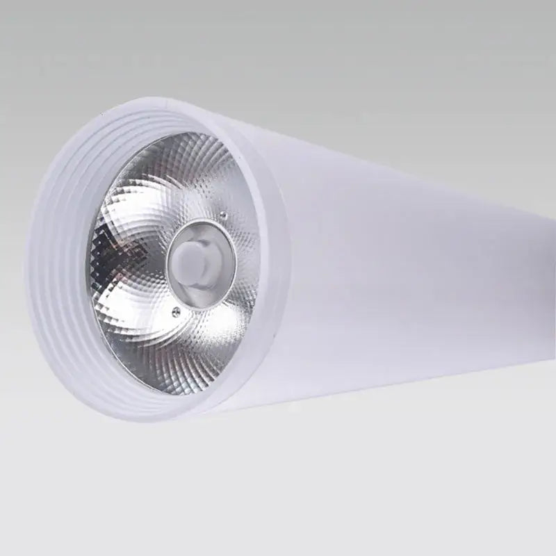 White cylindrical decorbites led tube pendant light with frosted diffuser and reflective interior for dining room and bar