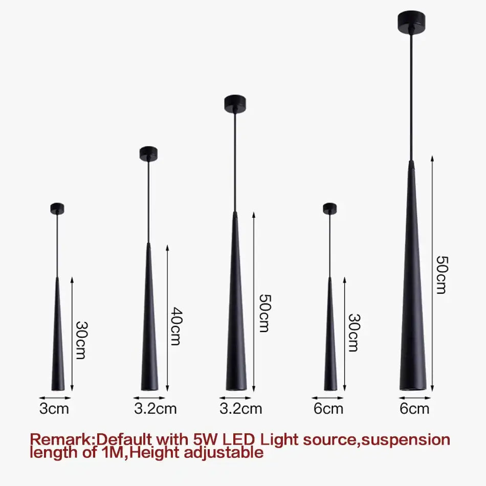 Black decorbites led tube pendant lights with adjustable heights and 5w led bulbs for kitchen dining bar lighting