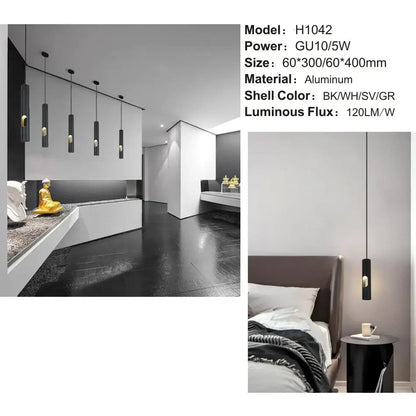 Black cylindrical aluminum pendant light with gold accent for living room decorbites led tube surface mount downlight