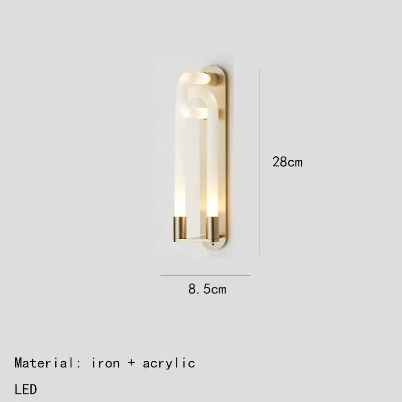 Modern minimalist wall sconce by decorbites led tube with sleek brass finish and two vertical acrylic light tubes