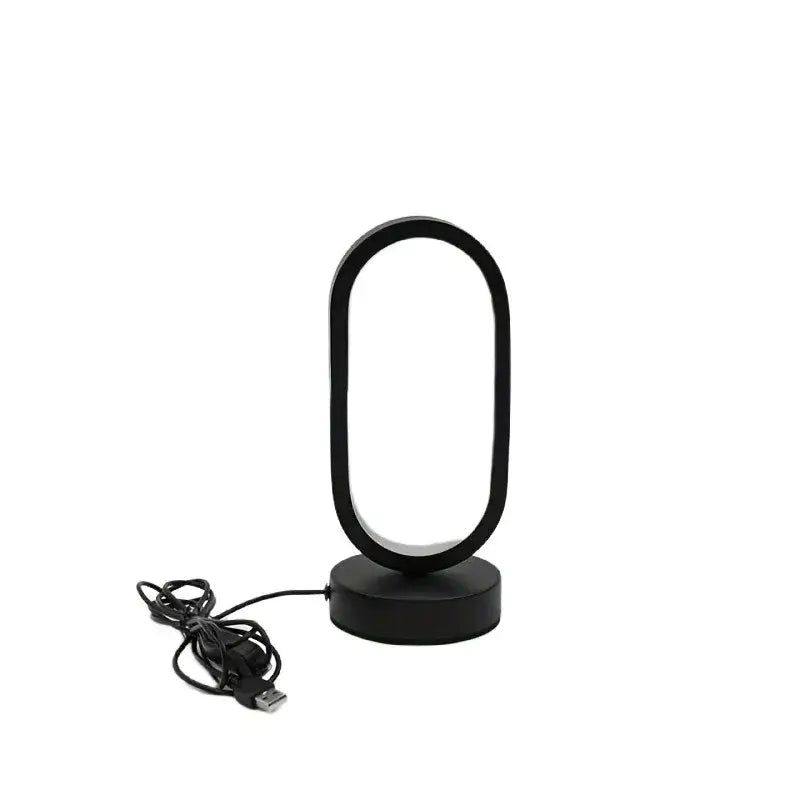Decorbites™ black oval led bedside decorative lamp with sleek usb charging cable for bedroom bedside lighting