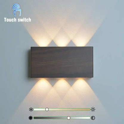 Rectangular wooden led wall sconce DecorBites™ battery operated warm light for indoor wall decoration