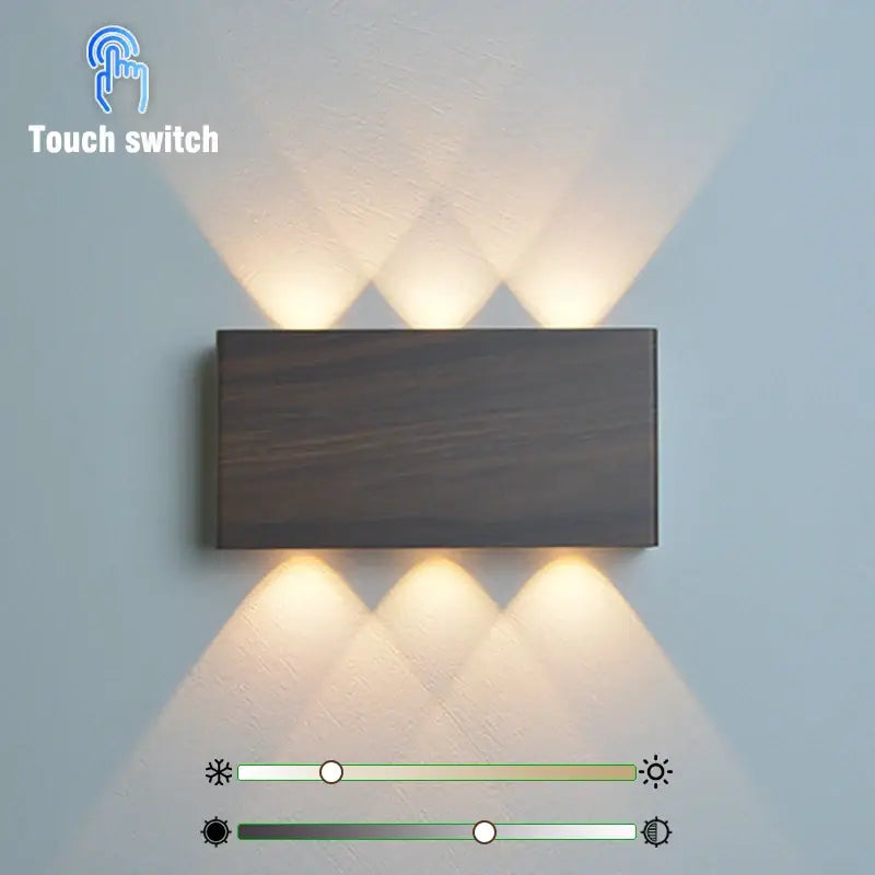 Rectangular wooden led wall sconce DecorBites™ battery operated warm light for indoor wall decoration