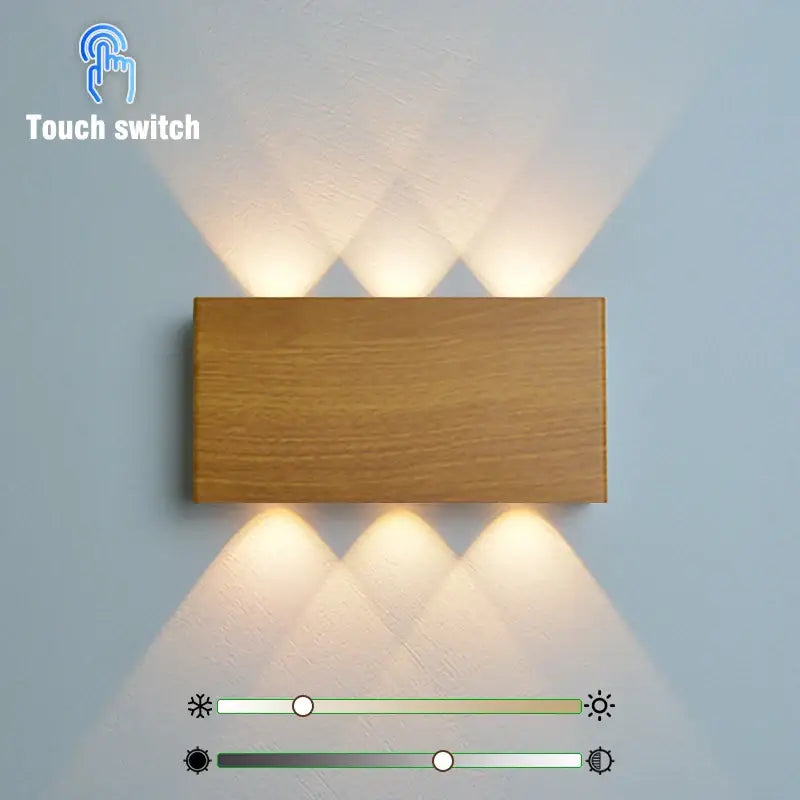 Decorbites™ rectangular wooden led wall sconce battery operated for modern wall lighting solutions