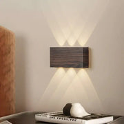 DecorBites™ led wall sconce rectangular wooden battery operated wall sconce with upward and downward light beams