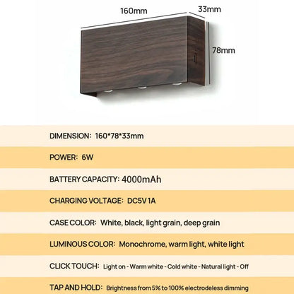 Wooden decorbites™ led wall sconce battery operated wall sconce with specifications and wall mounting details