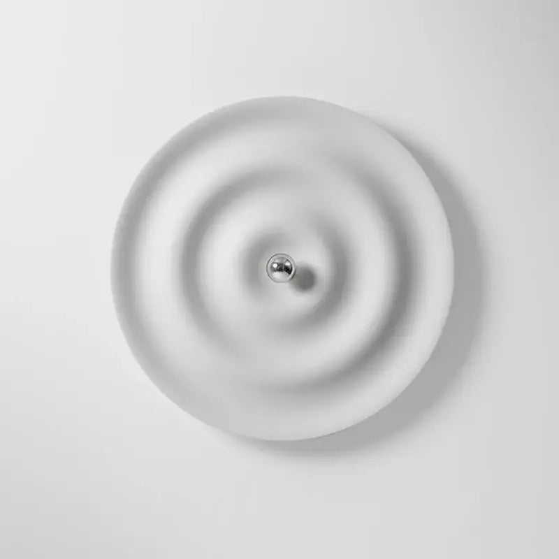 Decorbites led white minimalist ceramic wall light sconce with concentric ridges and metallic sphere for living room