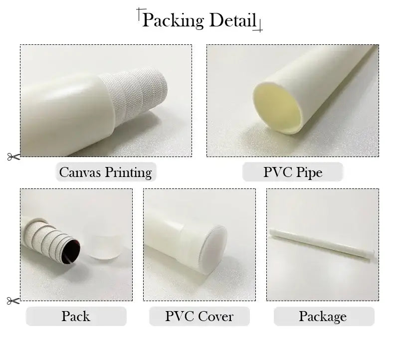 White pvc pipe with canvas printing and protective cover on decorbites™ leopard color block abstract canvas wall art