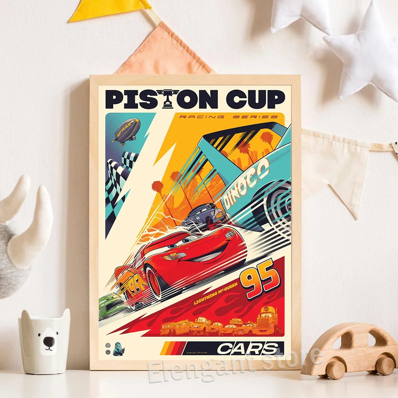 Lightning McQueen Cartoon Car Art Prints - Posters