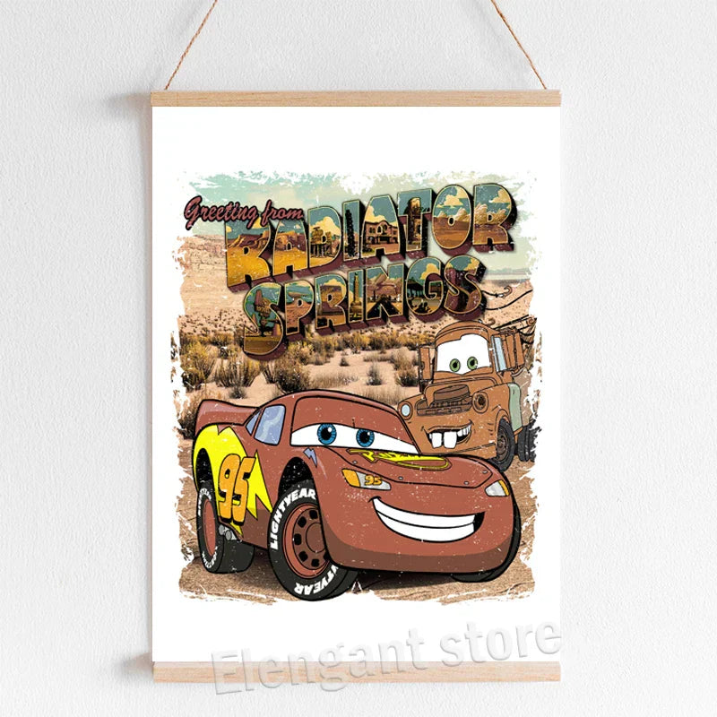 Lightning McQueen Cartoon Car Art Prints - Posters