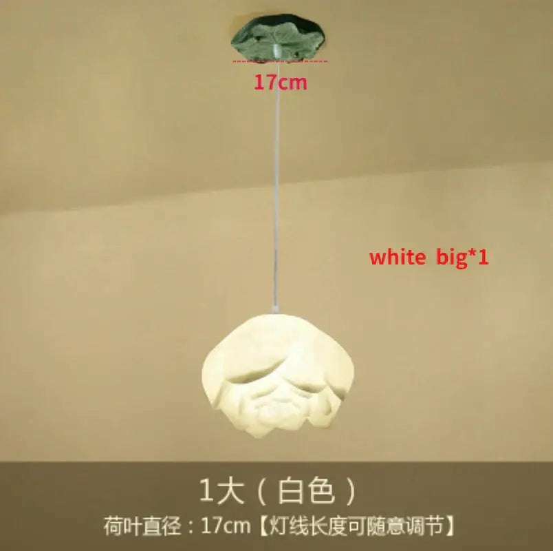 White ceramic lotus glass pendant lamp with 17cm diameter and adjustable white cord by decorbites lotus glass