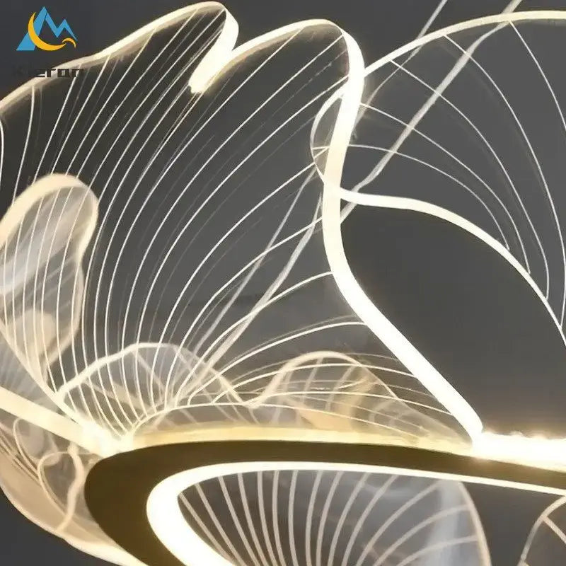 Modern DecorBites Lotus Leaf acrylic pendant light with sculptural design warm white light for dining and living rooms