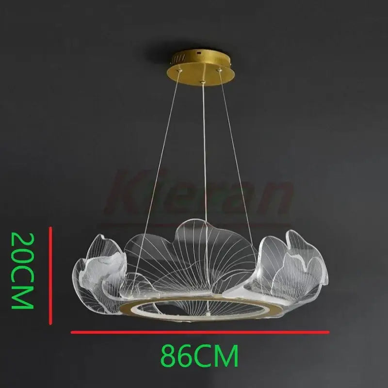 Elegant DecorBites lotus leaf pendant light with transparent acrylic and gold-toned metal for dining room lighting