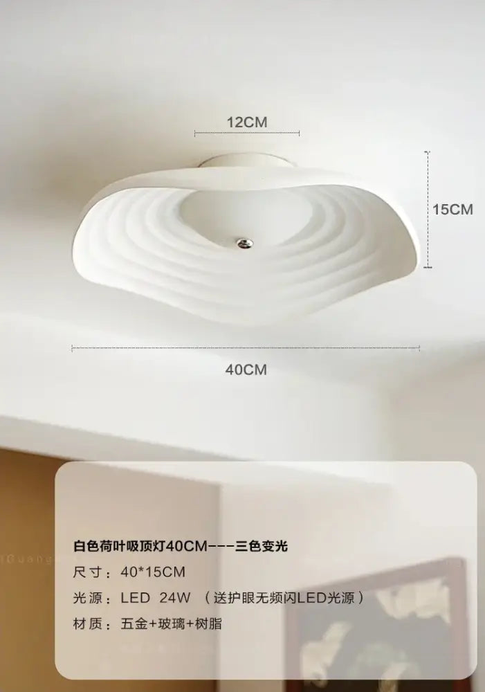 White lotus-shaped decorbites lotus leaf ceiling light with gold-plated metal, glass, and resin for modern home decor
