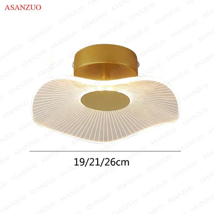 Gold-finished decorbites lotus leaf ceiling light with petal-shaped diffuser and illuminated center for porch and bedroom