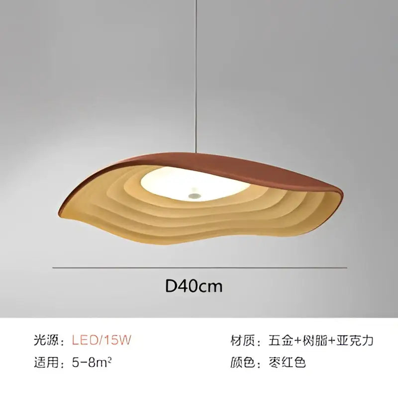 Decorbites lotus leaf chandelier modern wave-shaped pendant light with warm amber hue and layered wooden texture
